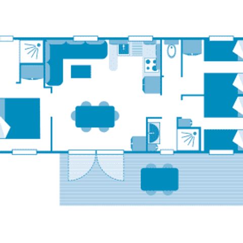 Stacaravan 6 personen - Huisje 6p 3ch 2SdB ****