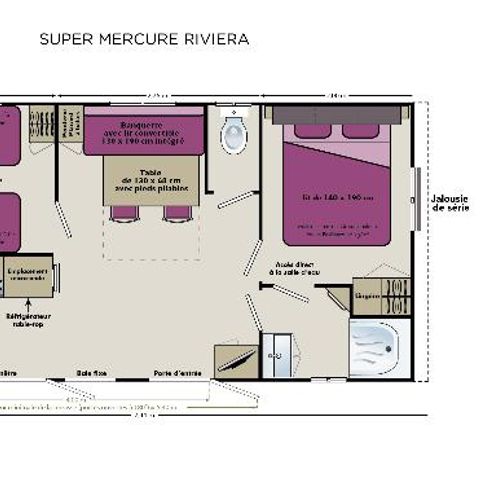 Stacaravan 4 personen - 2 kamers Riviera 27.5m² + airconditioning