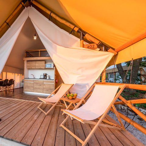 Tent 6 personen - Premium safaritent met drie slaapkamers (4+2)