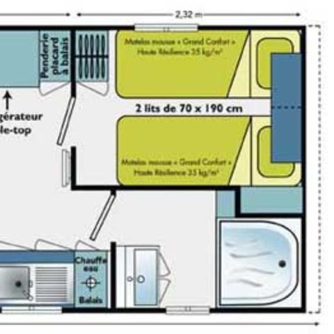 Stacaravan 4 personen - Mougins - Altair - 2 - SLAAPKAMERS - 25 m² Uitzicht op zee