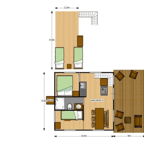 Safaritent 6 personen - incl. sanitair
