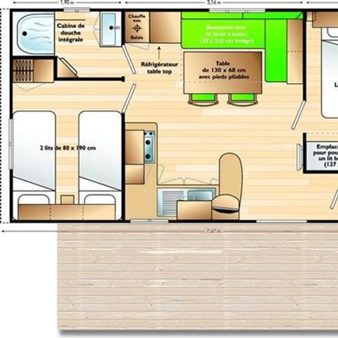 Stacaravan 5 personen - Stacaravan "Super Mercure Famille" - 29m² - 2 kamers -