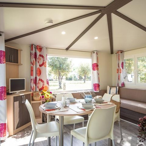 Stacaravan 4 personen - Cottage Grand Confort Maldiven 32m² - 2 kamers / OVERDEKT HOUTEN TERRAS