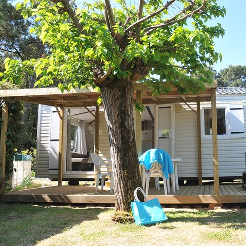 Stacaravan 4 personen - Cottage Grand Confort Maldiven 32m² - 2 kamers / OVERDEKT HOUTEN TERRAS