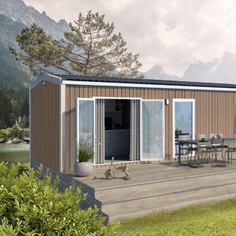 Stacaravan 4 personen - Stacaravan Premium - 2 slaapkamers - halfoverdekt terras met zeezicht