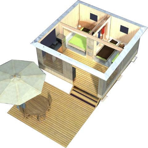 Tent 4 personen - Volledig ingerichte tent - 2 slaapkamers