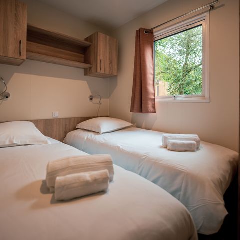 Stacaravan 4 personen - Sunêlia Luxe Lodge 2 slaapkamers 2 badkamers - Beddengoed inbegrepen