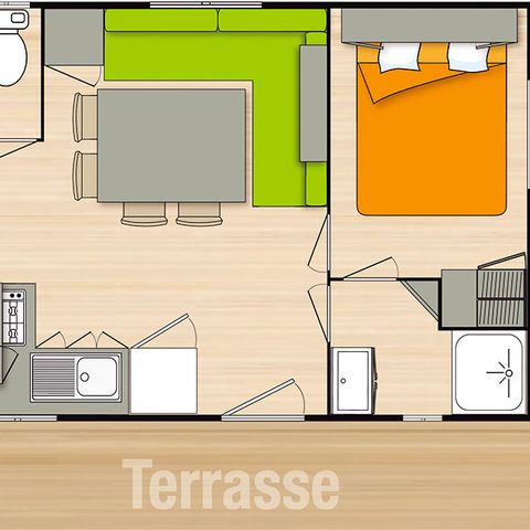 Stacaravan 8 personen - Comfort 4 Kamers 6/8 personen Airconditioning + TV