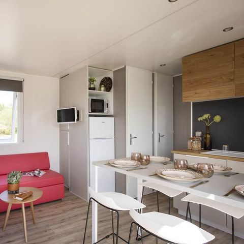 Stacaravan 6 personen - SAM - COTTAGE CONFORT 3bed/6p - 35m² - Terras met parasol