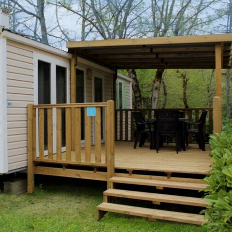 Stacaravan 6 personen - Comfortabel halfoverdekt terras