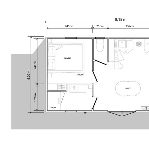 Stacaravan 4 personen - premium 2 slaapkamers 4 pers