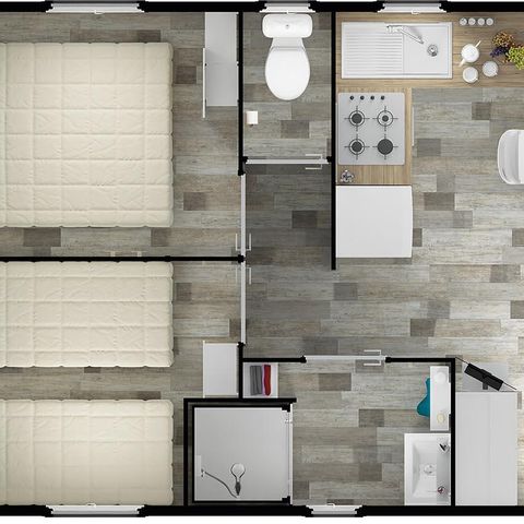 Stacaravan 8 personen - FAMILY Premium 36m² - 4 kamers / overdekt terras