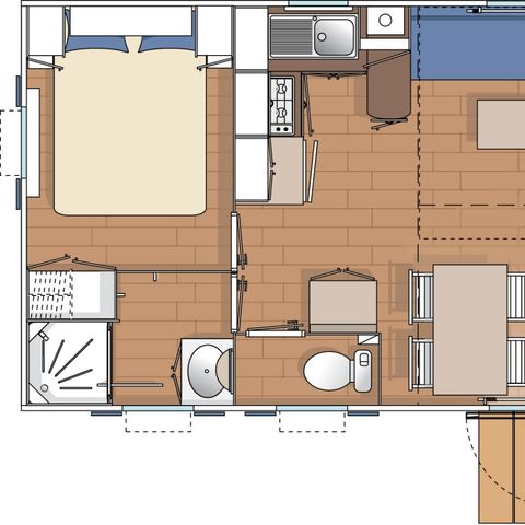 Stacaravan 4 personen - IROISE Standaard 27m² - 2 kamers