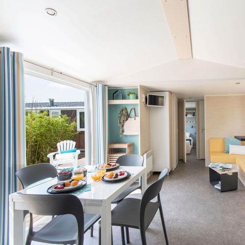 Stacaravan 8 personen - Gezin 4 slaapkamers-CLIM-terras XXL Couverte-TV-LV-plancha-38m² PREMIUM