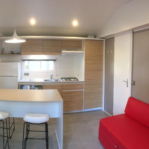 Stacaravan 5 personen - Premium PLUS 2bed-CLIM- 2bad-TV-LV-overdekt terras-33m² | PREMIUM