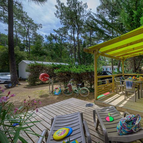 Stacaravan 5 personen - Premium PLUS 2bed-CLIM- 2bad-TV-LV-overdekt terras-33m² | PREMIUM