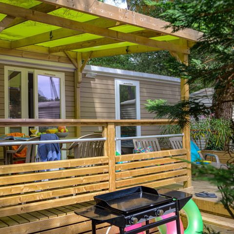 Stacaravan 5 personen - Premium PLUS 2bed-CLIM- 2bad-TV-LV-overdekt terras-33m² | PREMIUM
