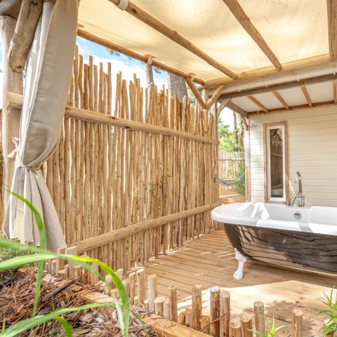 Chalet 7 personen - Tuin 3bed- CLIM-bad-TV-LV-plancha-piéton-overdekt terras-32m² | PREMIUM