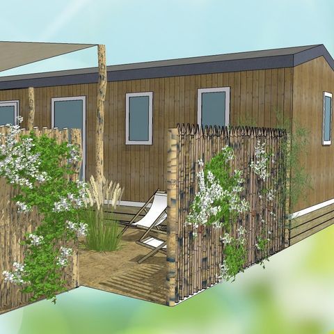 Stacaravan 10 personen - Stam 5 slaapkamers -CLIM-2 badkamers-TV-LV-Plancha overdekt terras-56m² | PREMIUM