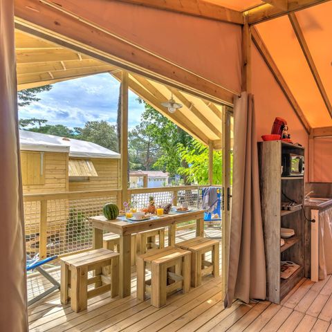 Lodge 5 personen - Cosyflower 2bed -TV-wasserij-overdekt terras-28m² | COMFORT