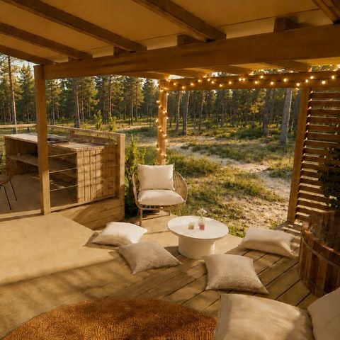 Stacaravan 4 personen - Cocoon - 2 slaapkamers - 2 badkamers - PREMIUM+ -33 m²- spa - Airconditioning - Tv - Wasmachine - Plancha - Overdekt terras - Reispakket