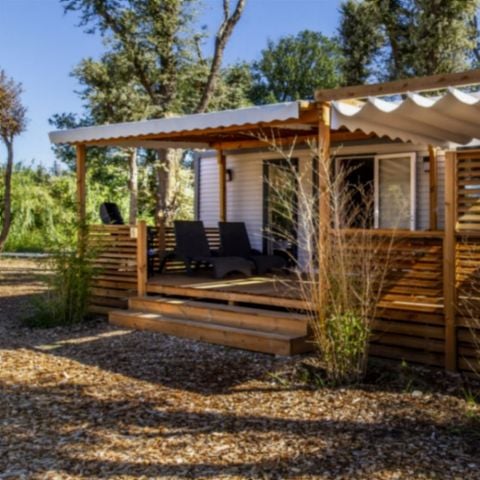 Stacaravan 5 personen - PREMIUM - 2 slaapkamers met airconditioning +TV+Gaskookplaat + 2 badkamers