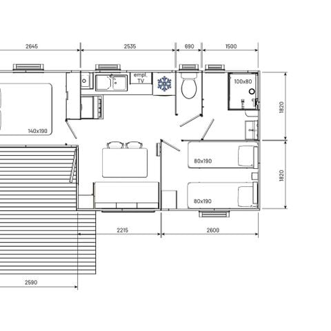Stacaravan 4 personen - ECO CLASSIQUE - 2 slaapkamers met airconditioning