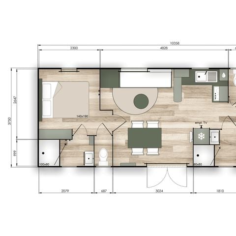 Stacaravan 8 personen - PREMIUM - 3 slaapkamers met airconditioning +TV+ Gaskookplaat + 2 badkamers - 2026