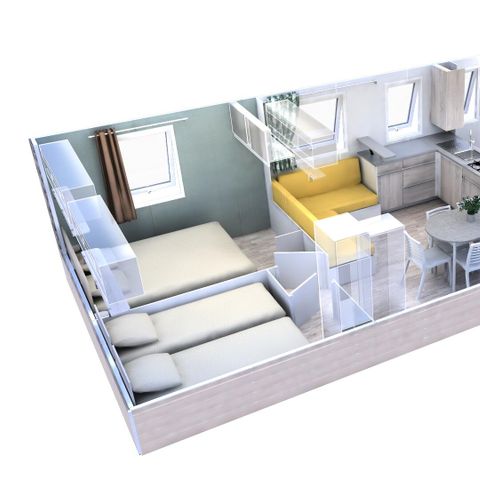Stacaravan 10 personen - Stacaravan Familie 5 Kamers 8 volwassenen + 2 kinderen tot 12 jaar Airconditioning + TV