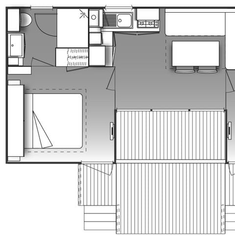 Stacaravan 4 personen - Premium Duin 4 personen - 2 slaapkamers, airconditioning, televisie