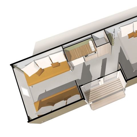 Bungalowtent 4 personen - COCO SWEET 4 slaapplaatsen - 2 slaapkamers, geen sanitair, geen airconditioning