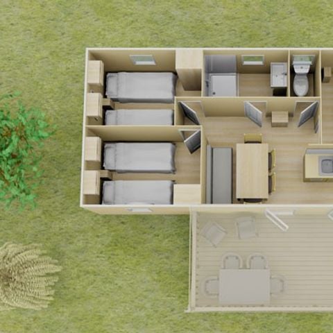 Stacaravan 6 personen - Klassiek | 3 slaapkamers | 6 pers | Verhoogd terras | Airconditioning door Homair