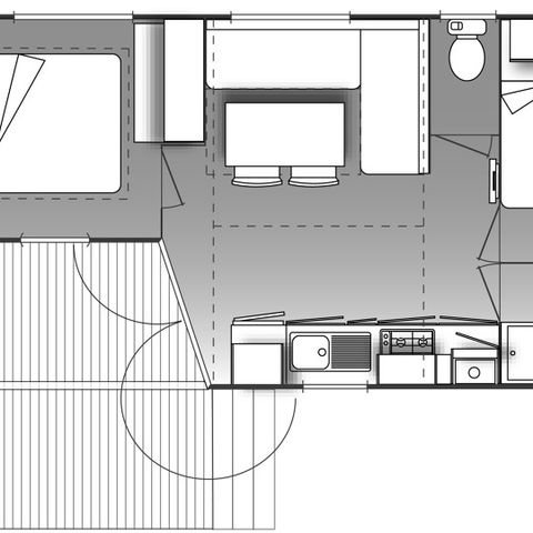 Stacaravan 4 personen - MH Confort Mistral 4 slaapplaatsen - 2 slaapkamers, airconditioning en televisie