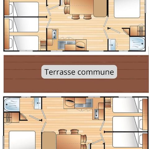 Stacaravan 12 personen - Confort GRAND Mistral 12 slaapplaatsen - 6 slaapkamers, airconditioning, televisie