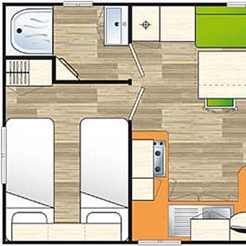 Stacaravan 6 personen - Standaard stacaravan 30 m² / 2 slaapkamers - overdekt terras