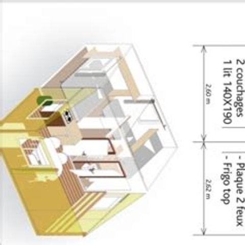 Bungalowtent 5 personen - TITHOME, met toilet zonder douche