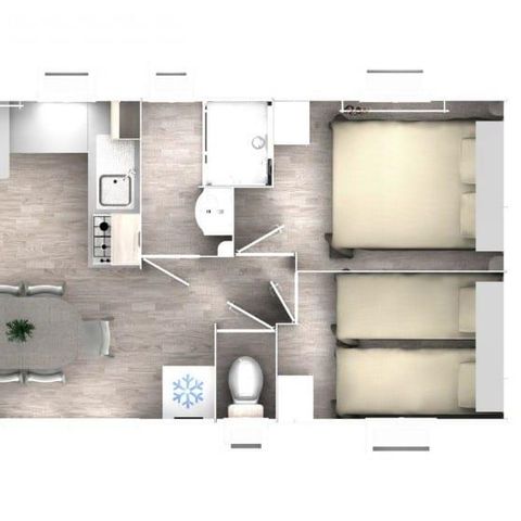 APPARTEMENT 8 personen - Stacaravan Eva 40 - 4 kamers 1 badkamer - 40m² + half overdekt terras