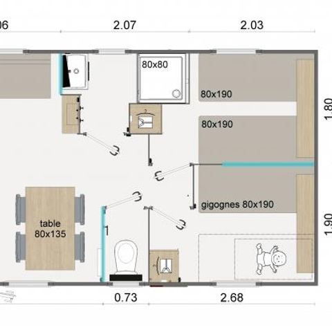 Stacaravan 6 personen - Lodge 87