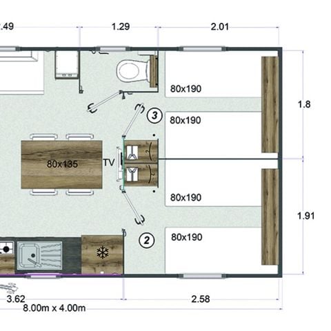 Stacaravan 6 personen - Grand Confort