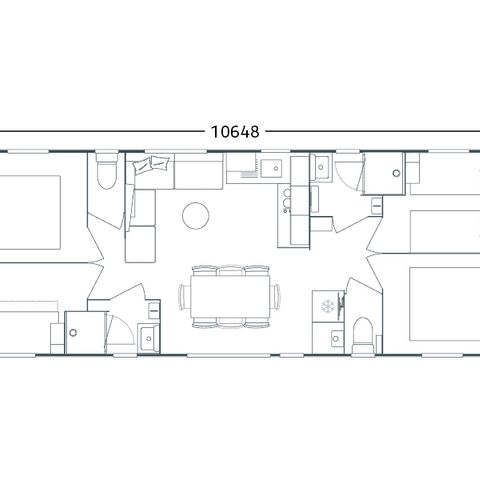 Stacaravan 8 personen - PRESTA + 40 m² - 4 slaapkamers, 2 badkamers, tv + airco