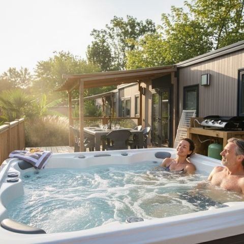 Stacaravan 4 personen - Stacaravan LUXE ANDIA met spa 4 personen