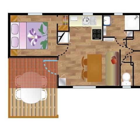 Stacaravan 6 personen - Mobile-Home CONFORT BAIGURA 6 personen