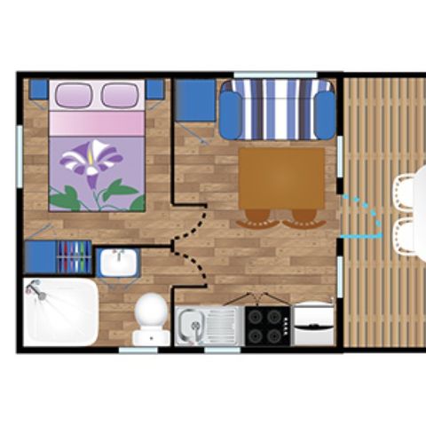 Stacaravan 2 personen - Mobile-Home EREBY**** voor 2 personen