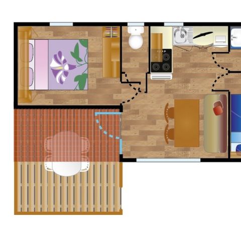 Stacaravan 4 personen - Mobile-Home CONFORT IBARDIN 4 personen