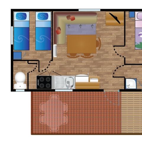 Stacaravan 4 personen - Mobile-Home CONFORT IBARDIN 4 personen