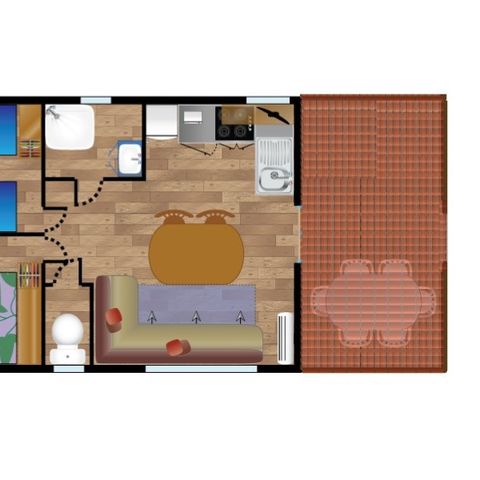 Stacaravan 4 personen - Mobile-Home CONFORT IBARDIN 4 personen