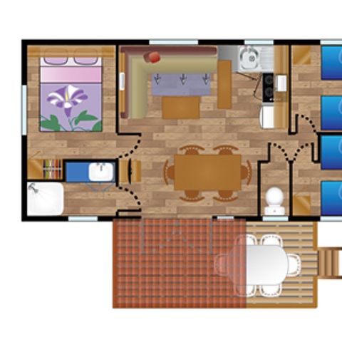 Stacaravan 6 personen - Mobile-Home CONFORT BAIGURA 6 personen