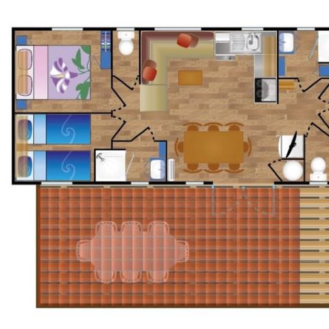 Stacaravan 8 personen - Mobile-Home IBANTELI**** 8 slaapplaatsen