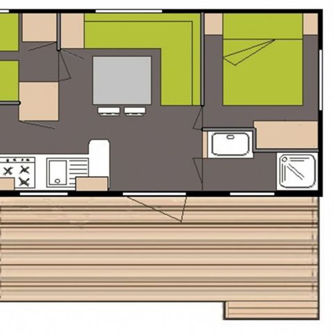 Stacaravan 4 personen - Klassieke stacaravan met 2 slaapkamers voor 4 personen, airconditioning