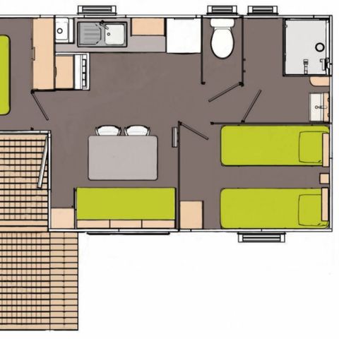 Stacaravan 4 personen - Klassieke stacaravan met 2 slaapkamers voor 4 personen op zaterdag